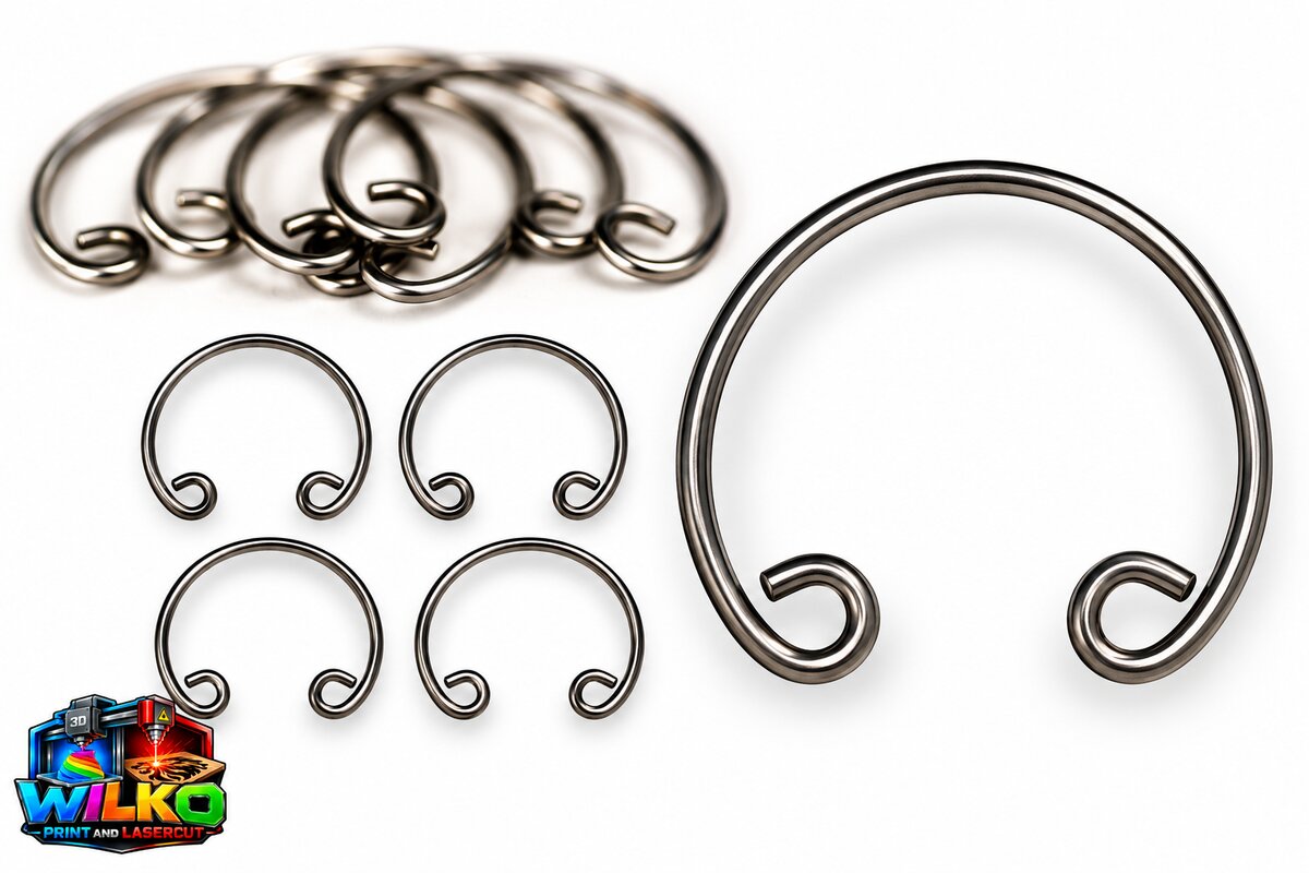 Metal wire retaining clips in small and large sizes