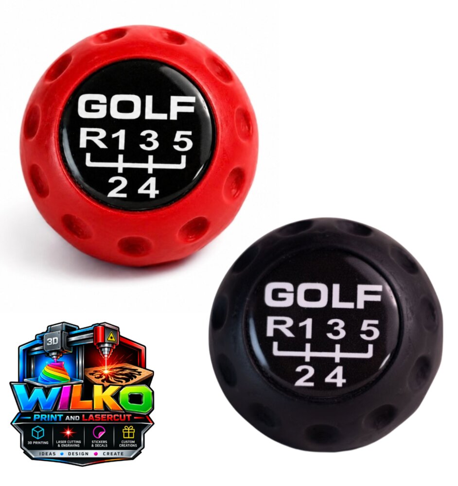 Red and black 3D printed Golf gear shift knobs