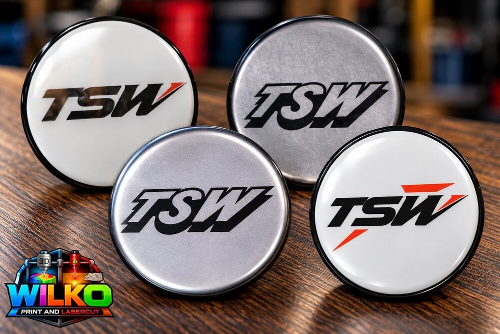 White and silver TSW centre cap badges
