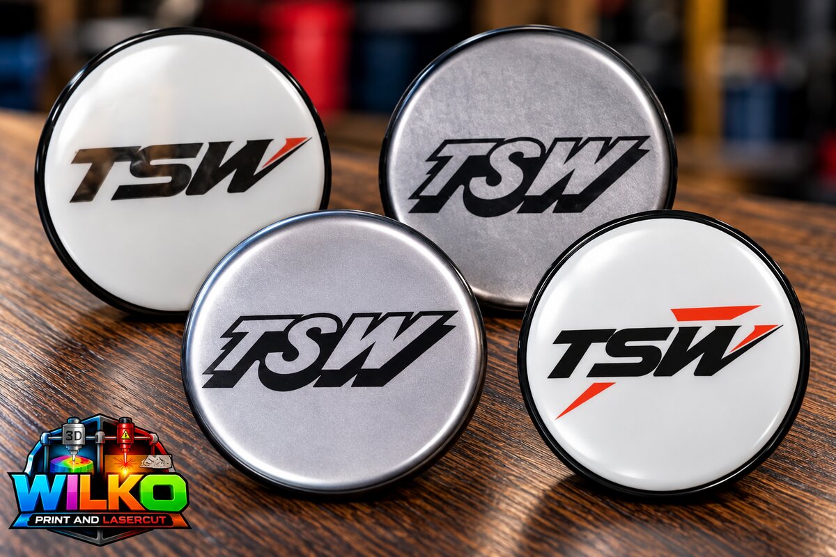 White and silver TSW centre cap badges